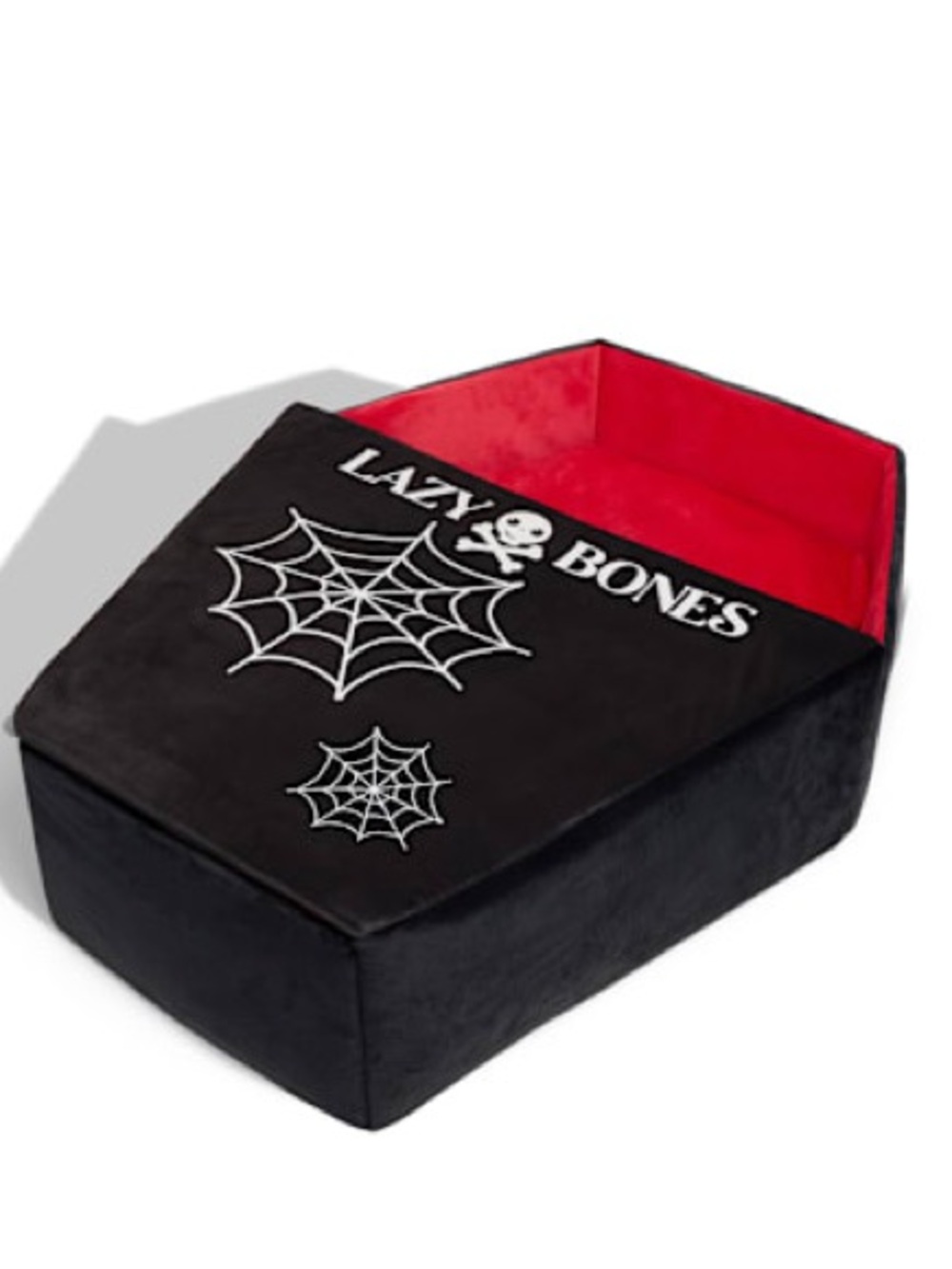 Lazy Bones Black & Red Coffin Dog Bed